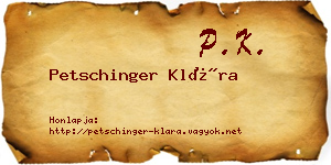 Petschinger Klára névjegykártya